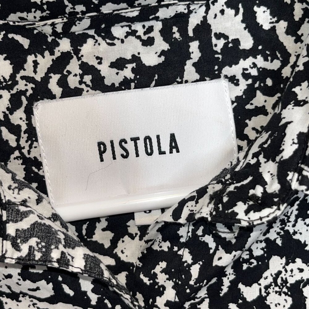 Pistola Sam Black and White Cotton Floral Long Sleeve Shirt Dress Small S - Picture 4 of 9